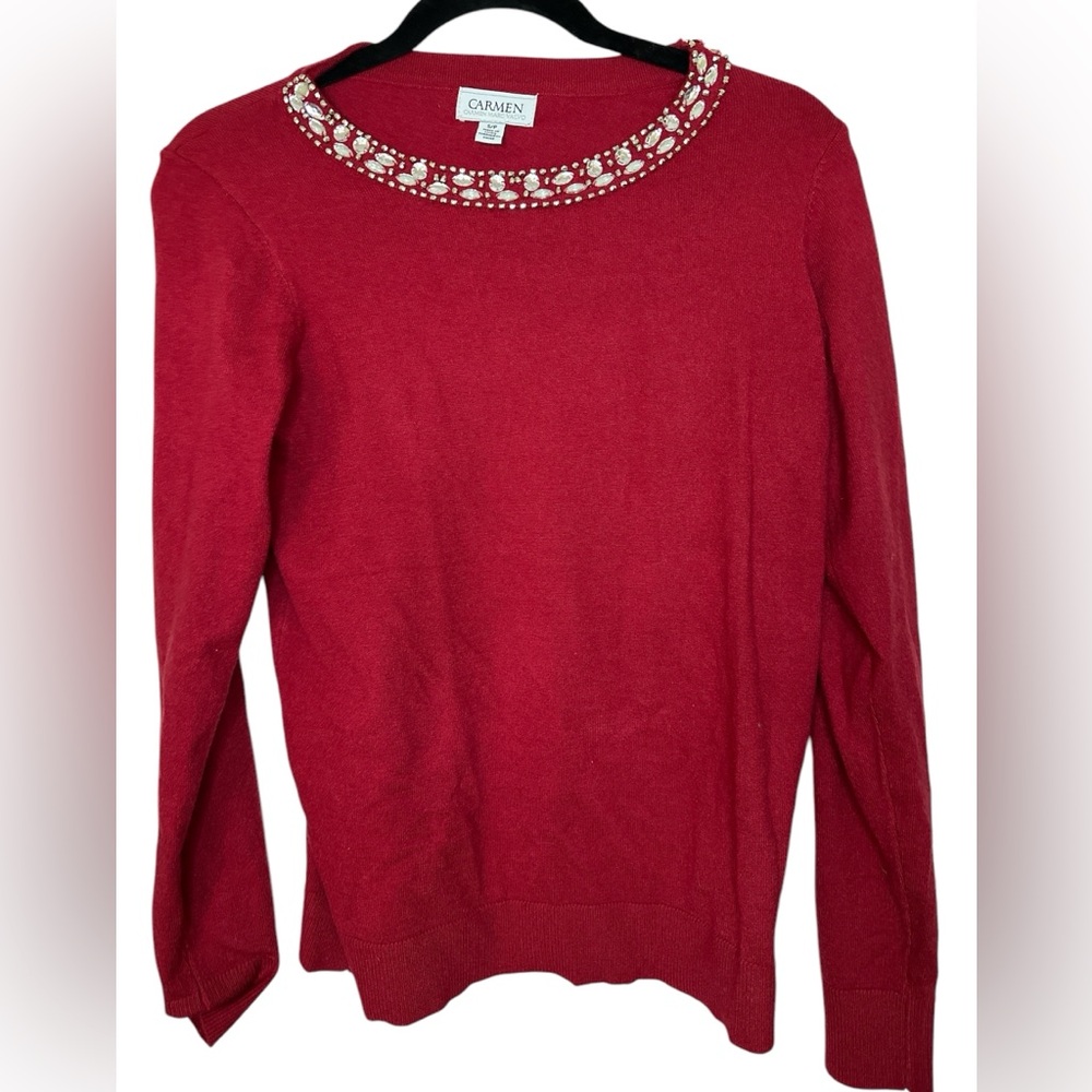 Women’s Red Rhinestones Sweater, Size Small, NWOT